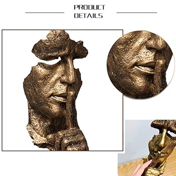 オブジェ、顔の金属彫刻 ゴールド オブジェ、顔の金属彫刻 ゴールド